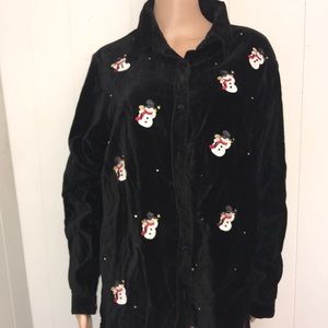 Women’s snowman button down shirt size Large